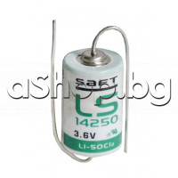 Литиева батерия-1/2AA,3.6V/1200mAh,d14x25mm,за печ.монтаж с изводи,Saft LS-14250
