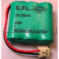 Акумулаторна батерия NiMH,2/3AAA,3.6V/300mAh,d10x29x31mm,за безж.тел.с кабел,три една до друга, CFL