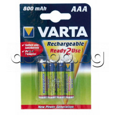 R3,AAA,Ni-MH Акумулаторна батерия 1.22V/800mAh,d10.5x44mm с пъпка готова за употреба,Varta 56703