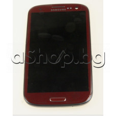 LCD-Дисплей к-т с панел(червен) и лентов каб.за GSM,Samsung GT-I9300xxx