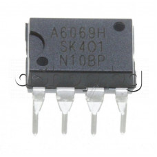 IC , Switch,85-264VAC/10W,230VAC/Vdss=......V,Il=....A,Fsw=100kHz,7/8-DIP,SanKen STR-A6069H ,code:A6069H