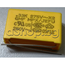 330nF/275V~/630V-,class X2,±10%,+100°C,тип MPX x2 GMF,метализ.полипроп.конденз.RM=22.5mm,жълт
