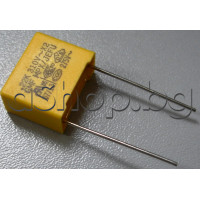 220nF/310V~/630V-,class X2,±10%,+100°C,тип MPX x2 GMF,метализ.полипроп.конденз.RM=15mm,жълт