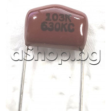 10nF 630VDC,±5%,тип MER метализиран полистерен филм кондензатор ,RM=10,керемиден,-40°..+105°C ,Hitano 103K630KC