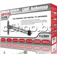 Външна логопериодична  DVB-TT2,UHF TV-антена за цифрова телевизия,12.5dB/75ом