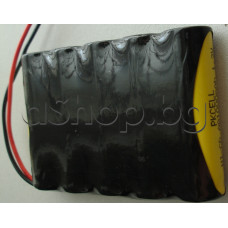 Пакет батерии в редица R6x5бр.,акумулатор NiCd PKCELL 6V/1000mAh,49x15x72mm с кабел