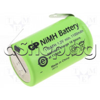 Ni-MH Акумулаторна батерия тип-S,1.2V/1100mAh,d16.5x29mm,2/3A,GP 110AFH