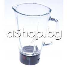 Стъклена  кана  кк-т с основа ,уплътнение и винт от кухненски робот,Moulinex LM-310E30/870