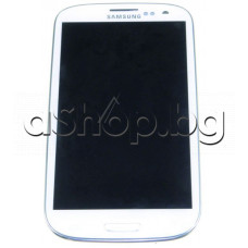 LCD-Дисплей к-т с панел(бял) и лентов каб.за GSM,Samsung GT-I9300xxx,S3