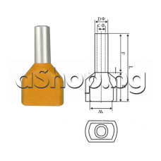 Втулков накрайник за кабел(на кабел за кримпване)2x4.0mm2,2х4.00x12 мм /ТE-4012/,Оранжев