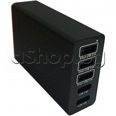 Зарядно с 5-USB порта  In 100-240VAC-40W,Out 5VDC,3x2.1A+2x1A-USB-A за таблет,смартфон и др.
