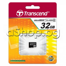 Флаш памет-карта 32.0GB-Micro SDHC card,class-4,Transcend