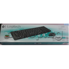 Безжична клавиатура к-т с оптична мишка,Logitech Wireless Combo MK220,Свързване тип USB
