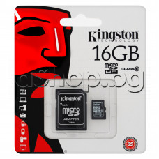 Флаш памет-карта 16.0GB-SD Micro SDHC card plus ,class-10,UHS-1 ,Up to 90MB/s,Kingston