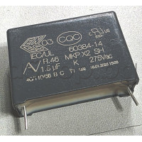 1.5uF/275V~/630V-,class X2 SH,±10%,+110°C,тип MKP x2 SH,метализ.полипроп.конденз.RM=27.5mm,сив