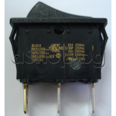 Ключ-кобиличен 81.XX.8,250VAC/16A-20A,единичен-1P,11x30x30мм,3-изв.AMP=6.3мм(светещ бутон) с I/O-червен,Signal Lux