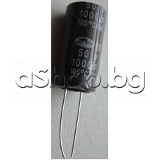 1000uF/50V,Електролитен кондензатор радиален,Тип-RD(F9A-PET)Samwha,d12.5x25mm,+105°C,Samwha RD1H108M12025BB