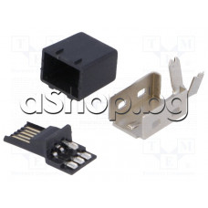 USB-B mini 5-изв.букса мъжка за монтаж на кабел с запояване,DS1105-01-BBN0 Connfly