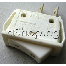 AC-switch,250VAC/16(6)A,единичен 1P,10x31x30мм,2-изв.AMP=6.3мм,White(I,O)