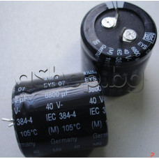 6800uF/40V,Електролитен кондензатор радиален тип EYS-07,d30x32mm,snap-in,+105°C,Germany