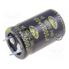 1000uF/100V,Електролитен кондензатор радиален,тип snap-in,d22x35mm,+105°C,Samwha HE2A108M22035HA