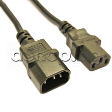 Захранващ кабел за компютър,мъжка към женска-тройка,3.0м-черен прав,3x0.75mm2