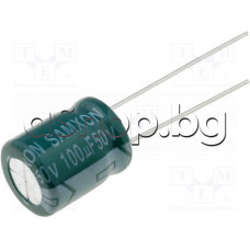 100uF/50V,Кондензатор електролитен радиален,тип GF-Samxon,Low ESR,d10x12.5mm,-40...+105°C