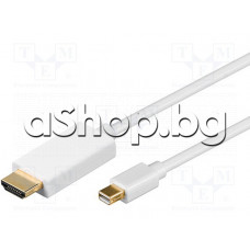 Кабел mini-Display port 1.1 мъжко към HDMI-мъжко,позлатен 1.0м,Goobay