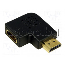 Преходник AH0008 от HDMI-мъжко към HDMI-женско,ъглов на 90° позлатен,LogiLink