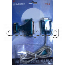 Кабел-адаптер USB1.1/2.0 А-тип мъжко към сериен порт RS232/DB9-мъжко к-т преходник DB25 то DB9,силиконов ,USB-RS232