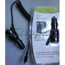 USB-micro универсално зарядно за кола с 1-изхода,5.1V/1A,вход 12-24VDC/1A за запалка,черно,HTC