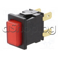 Захранващ ключ  за ел.уреди12A/250VAC,DPST-NO,2-пол.4-изв.4.68мм,червен,Arcoelectric-Bulgin
