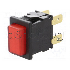 Захранващ ключ  за ел.уреди12A/250VAC,DPST-NO,2-пол.4-изв.4.68мм,червен,Arcoelectric-Bulgin