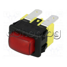 Захранващ ключ със задържане за електро-уреди 16A/250VAC, DPST-NO, 2-пол.ON/Off, 4-извода x 4.68мм,червен-светещ,Canal Electronic PS-5