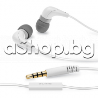 Микро стерео слушалки с микрофон-бели тип свободни ръце HE15W Acme,за мобилни устройства