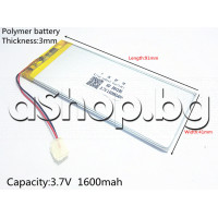 Батерия li-polymer 3.8V,1600mAh,91x41x3mm за мобилен телефон,Samsung S6 (china clone)