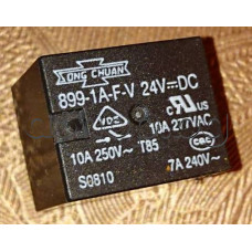 Реле-електромагнитно DC24V/1600om,250VAC/30VDC/10A,19x15x15mm,1-К.Гр.(НО),SPNO,3-изв.,Song Chuan