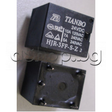 Реле-електромагнитно DC24V/1.6кom,250VAC/7A/5A,19x15x15mm,1-К.Гр.(НО/НЗ),SPDT,5-изв.,Tianbo