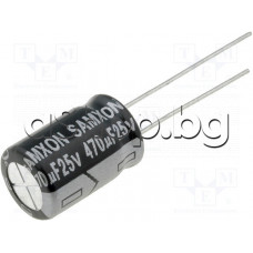470uF/25V,Кондензатор електролитен радиален,тип GT,Low ESR,d10x16mm,+105°C,Samxon