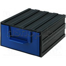 Модул(с ляст.опашка) с чекмедже-пластмасов за дребни части,размери:105x120x60mm,черен-син