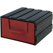 Модул(с ляст.опашка) с чекмедже--пластмасов за дребни части,размери:105x120x60mm,черен-червен