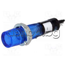 Глим лампа-неонова вдлъбнат12VDC,d7.5x32.8mm за монтаж на панел с гайка,син балон,Ninigi NI-2FBL-12V