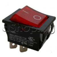 AC-Switch,250VAC/16A,Двоен 2P,28.2x22.3мм,DPST/OFF-ON,4-Изв.AMP=6.3мм,червен с 2 степени,Arcoelectric