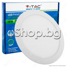 LED плафон-кръгъл 85-265V/18W,1500lm,6400K,бяла светлина,d225xH12mm,V-Tac