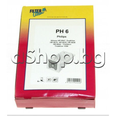 PH6 4 бр. торбички + 2 бр. филтри за прахосмукачка Philips, HR6947/6815/6835/6836 Triathlon