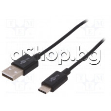 USB-кабел за данни А-мъжко към  USB-C micro 1.25м черен за GSM и други мобилни у-ва,USB 2.0 ti USB 3.1