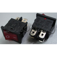 Кобиличен микроключ-светещ,250 VAC/10A,On/Off,19.5x13xH21 мм,4-изв.2-пол.,AMP=4.8mm,DPST-червен