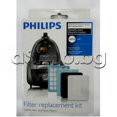 Филтри к-т 4 бр.(Хепа+гъба+ 2 изх.филтри) за прахосмукачка, PowerPro Active-Compact Philips FC-8631-47,8470-79