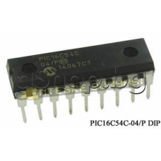 CPU,8-Bit uC,4 MHz,25 Ram,512x12 OTP,12-I/O18-DIP, PIC16C54C-04I/P Microchip