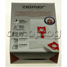 К-т торбички-червени 4 бр. със 1 филтър ZVCA300B(49.4200) за прахсмкачка,Zelmer 3000.0,4000.0,5000,5500